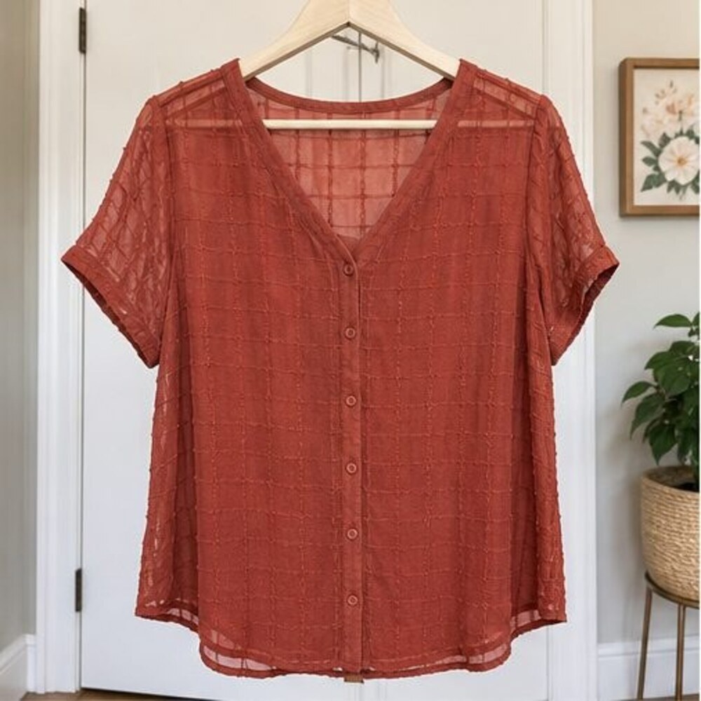 Rust Puff Sleeve Top